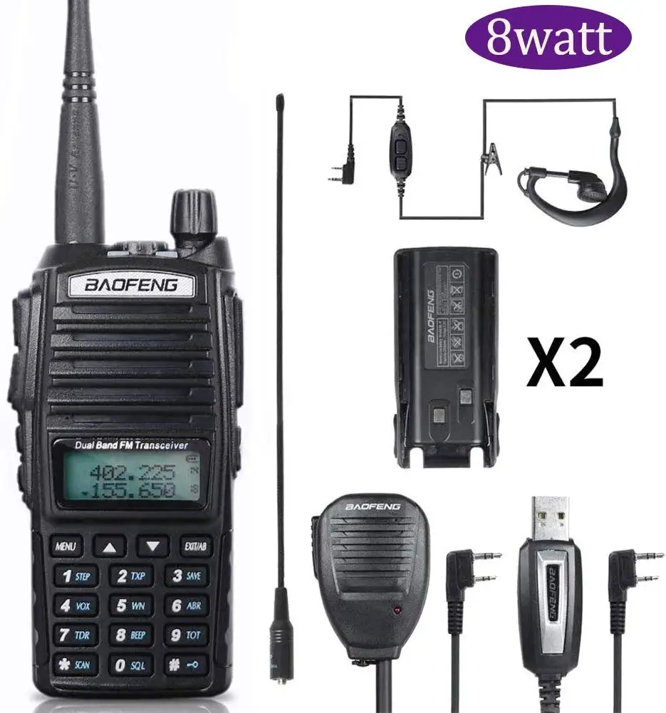 Портативная рация BaoFeng Двухдиапазонная 136 174/400 520 МГц FM 8 Вт батарея 2800 мАч