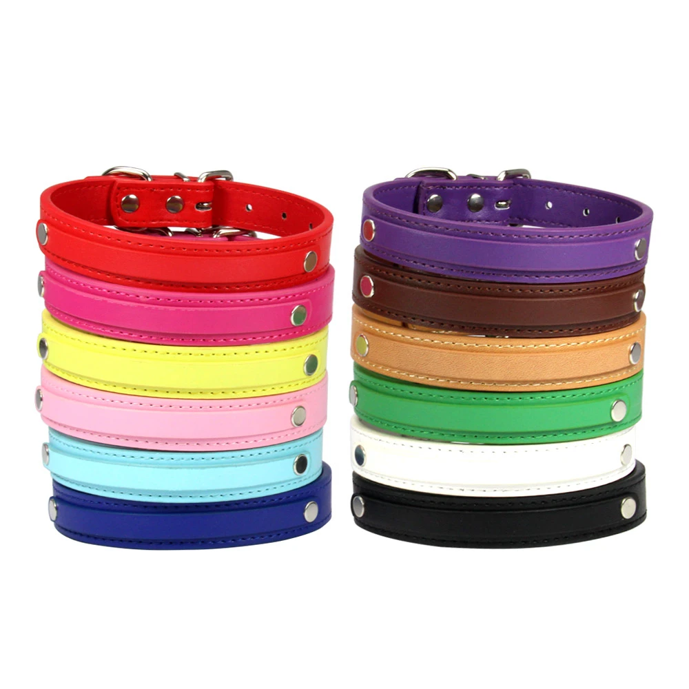 24 шт. оптовая продажа простой ошейник из искусственной кожи с именем и