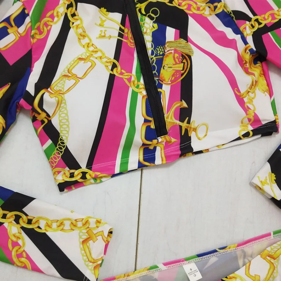 

New 3-piece Set Muslim Swimwear Hijab Long Sleeve Bikini Printed Split Swimsuit Sexy Bathing Suit Women Chiffon Floral Cover Ups