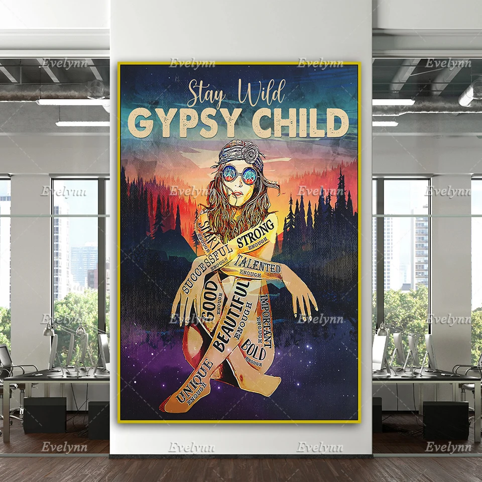 

Hippie Girl Vintage Posters, Stay Wild Gypsy Child ,Home Decor Canvas Wall Art Prints Living Room Decoration, Hippie Girl Gifts