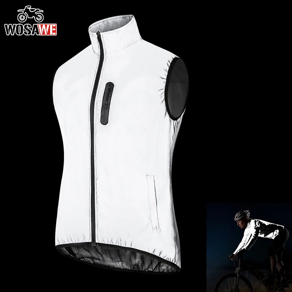 WOSAWE Winter Autumn Full Reflective Vests Night Glowing Bomber Windproof Rainproof Motorcycle Warm bike Windbreaker | Автомобили и