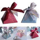 Креативная треугольная пирамида, коробка для конфет с лентой и цветочным узором, свадебные сувениры, подарочные коробки, товары для детского праздника, Декор