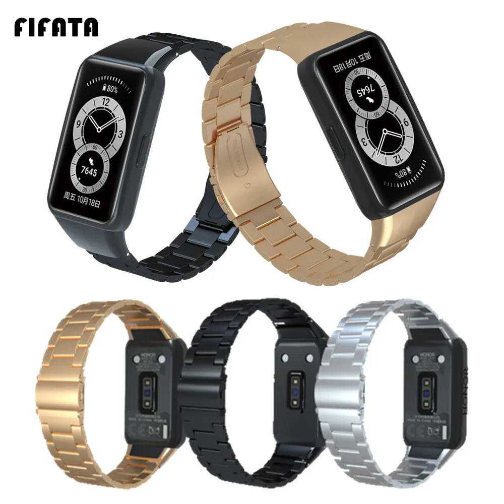 

Ремешок из нержавеющей стали для смарт-часов Honor Band 6, аксессуары для Huawei Band 6/6 Pro, металлический браслет для смарт-часов