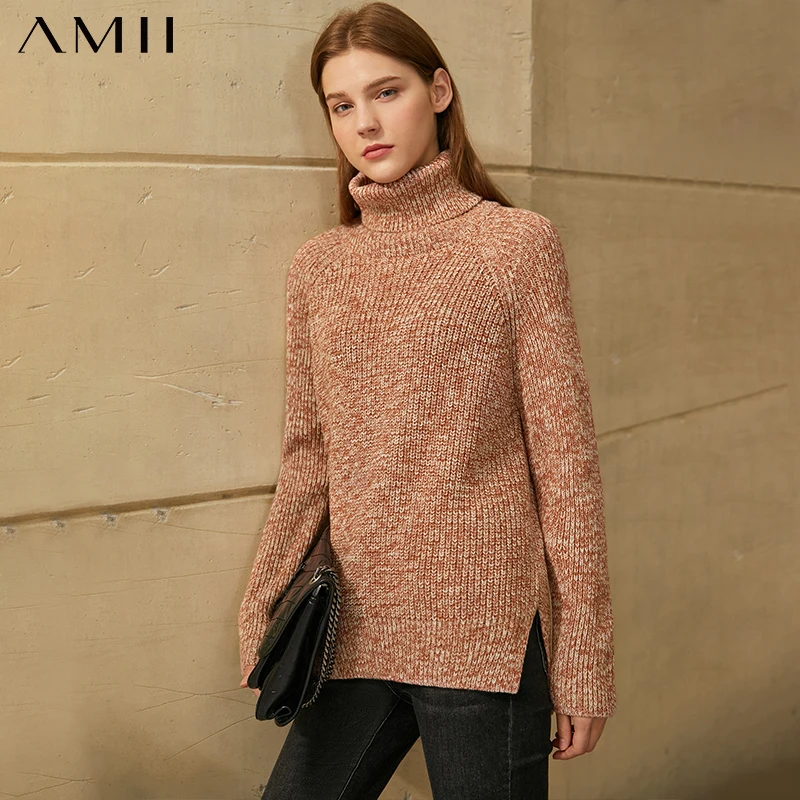 

Amii Minimalism Winter Sweaters For Women Fashion Simple Solid Women's Turtleneck Sweater Causal Women's Sweater Tops 12080072
