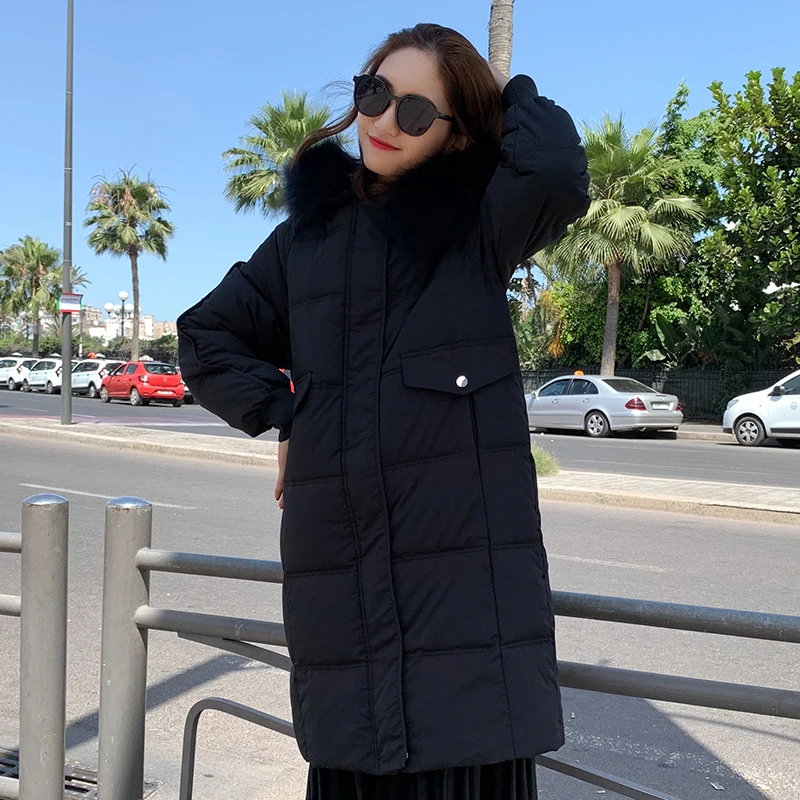 

Fashion Women's Down Cotton Coat Female Winter Parker Jacket Long Hooded Yellow Black Cotton Padded Keep Warm Outwear Parkas C3
