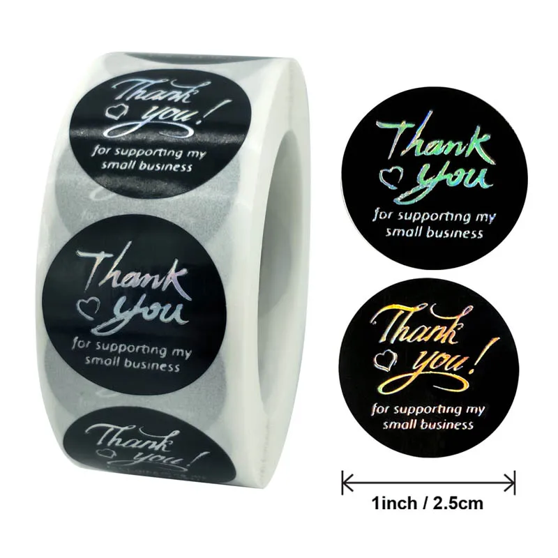 

50-500pcs Thank you for supporting my small business sticker handmade sticker Gold silver sticker gift packaging sealed label