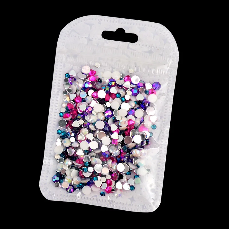 

Mix Rhinestones Nail Decoration Round Colorful Glitters With Hard Case DIY Nail Art Decorations