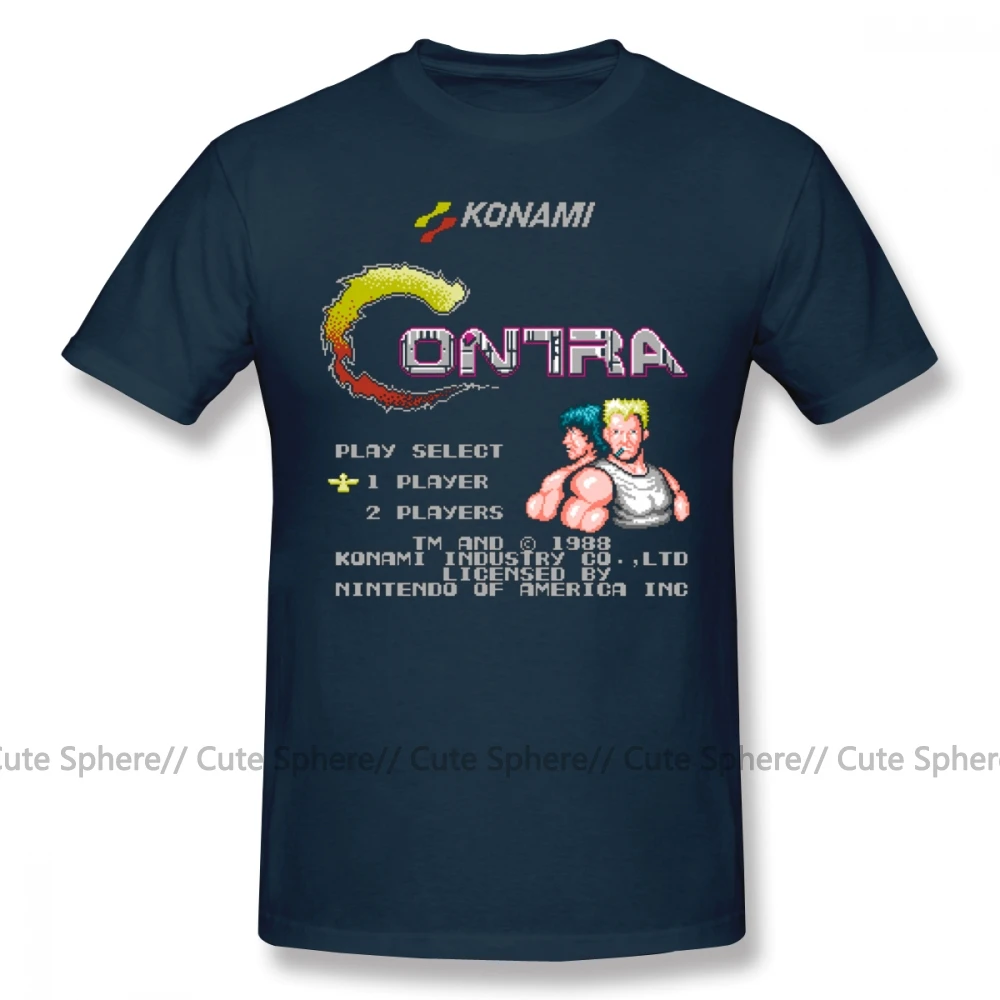 Contra футболка с коротким рукавом Классическая футболка забавная графическая Хлопковая мужская футболка больших размеров - Цвет: Navy Blue