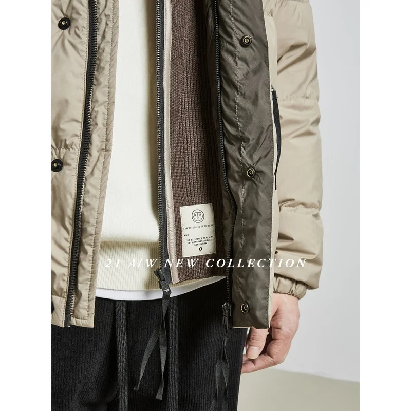 Men's Down Jacket Men's Fake Two-piece Splicing Winter New Double-layer Stand-collar Jacket Thick Warm