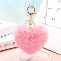 love plush keychain couple car key ring girl decoration accessories student bag pendant