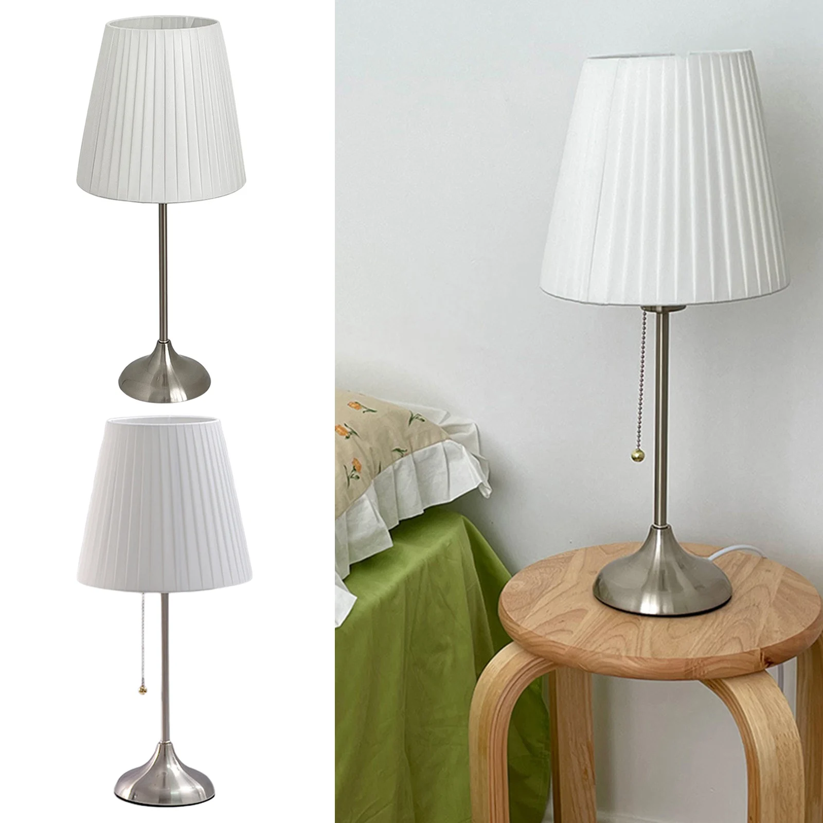 

Pleated Table Lamps Metal Base Decor Lamps for Living Room Bedroom House Bedside Nightstand Home Office Family Decor Lights