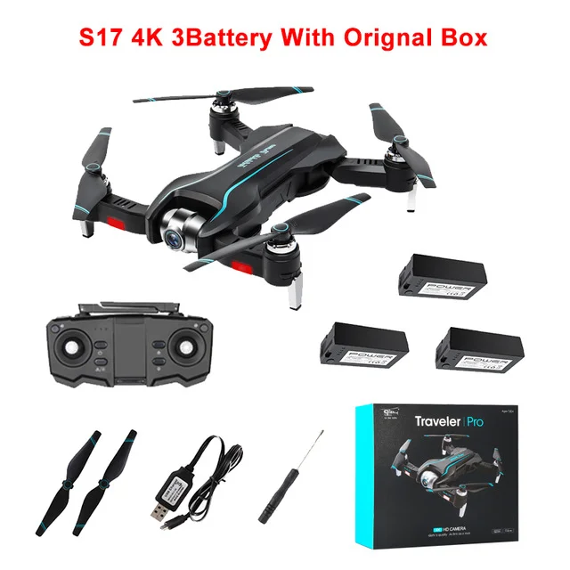 S17 4K 3B BX LAUMOX S17 RC Дрон с 4K регулируемой широкоугольной HD камерой оптический поток Дрон складной Квадрокоптер RC Вертолет VS SG106 XS812 - Цвет: S17 4K 3B BX