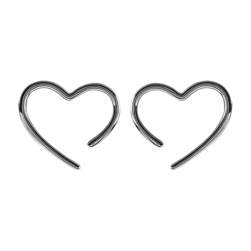 Женские серьги-гвоздики из серебра 100% пробы в форме сердца | Украшения и