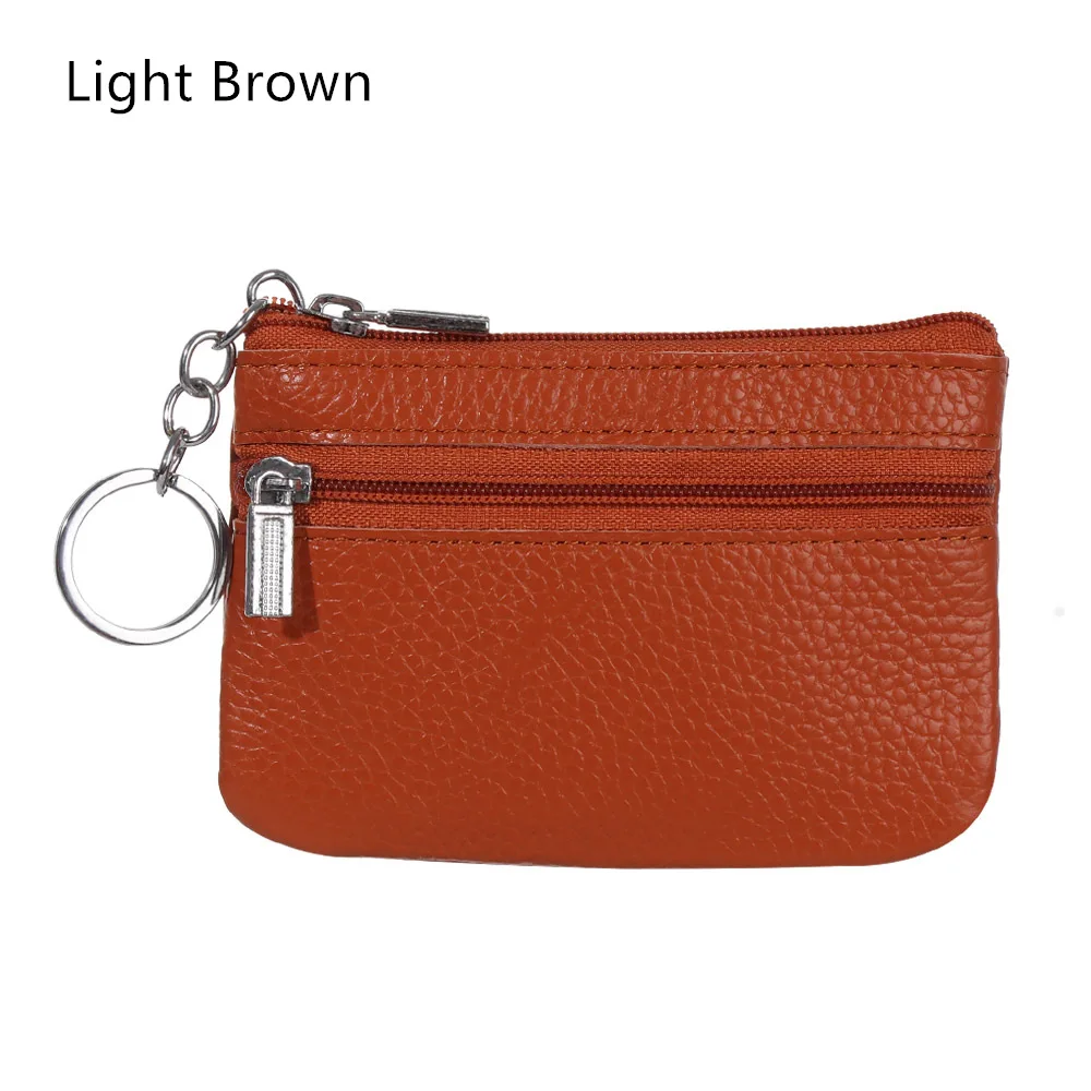 light brown Кожаный кошелек для монет, женский маленький кошелек, кошелек для мелочи, мини-кошелек на молнии, сумки для денег, детские карманные кошельки, держатель для ключей, Carteira - Цвет: light brown