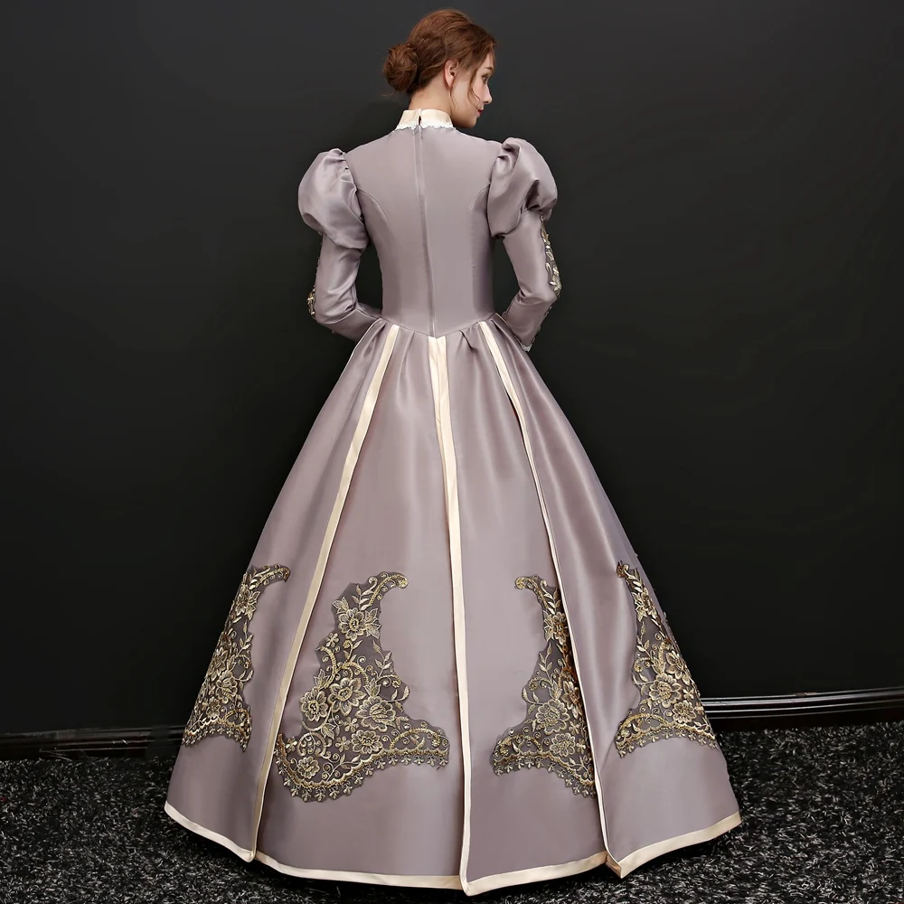 

Stand Lead European Court Dress Hubble-bubble Princess Sleeve Queen Skirt Snow White Dance Clothing Woman Full