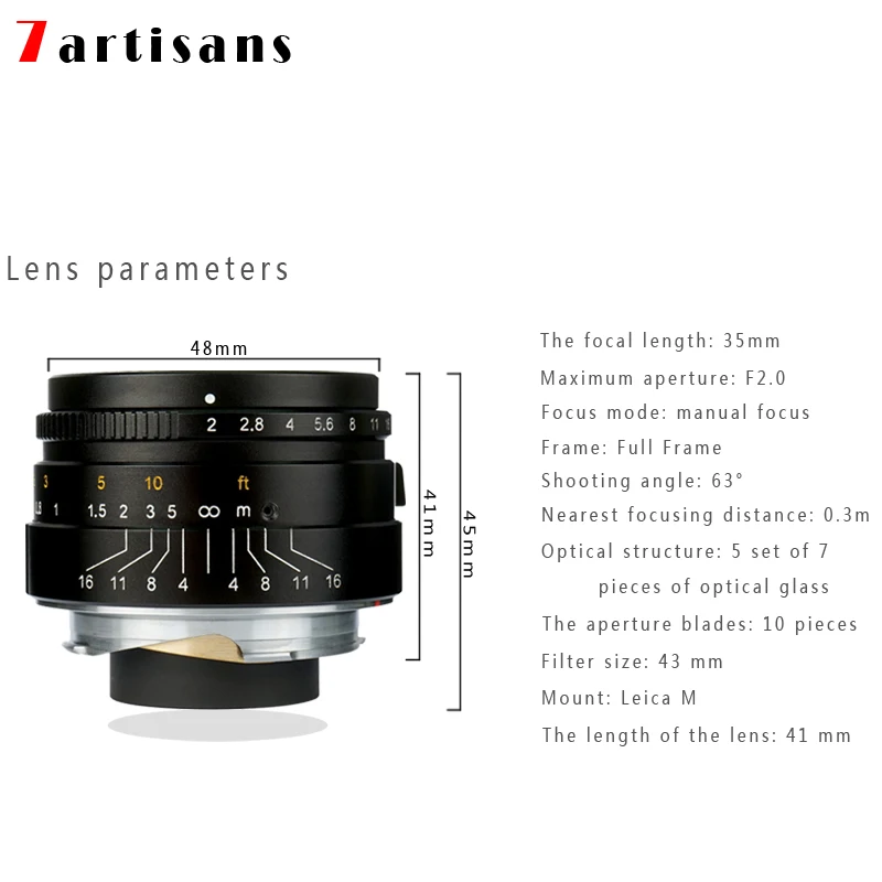 7 artisans 35 мм F1.2 ручной APS-C объектив с фиксированным фокусным расстоянием для того