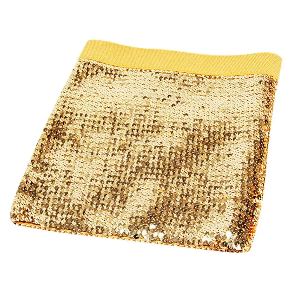 Женская облегающая мини юбка с золотыми блестками короткая танцевальная для
