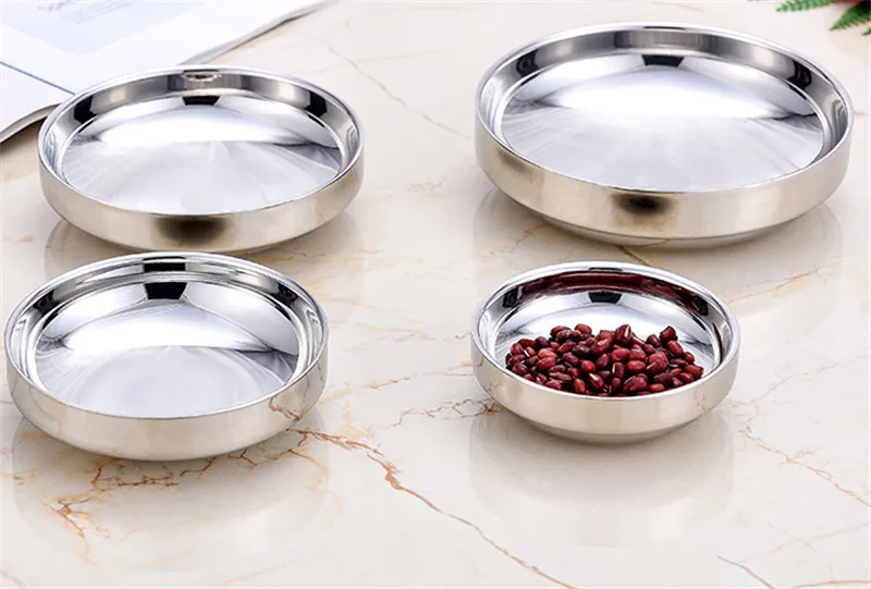 Круглая боковая тарелка для приправ из нержавеющей стали Круглый Серебряный