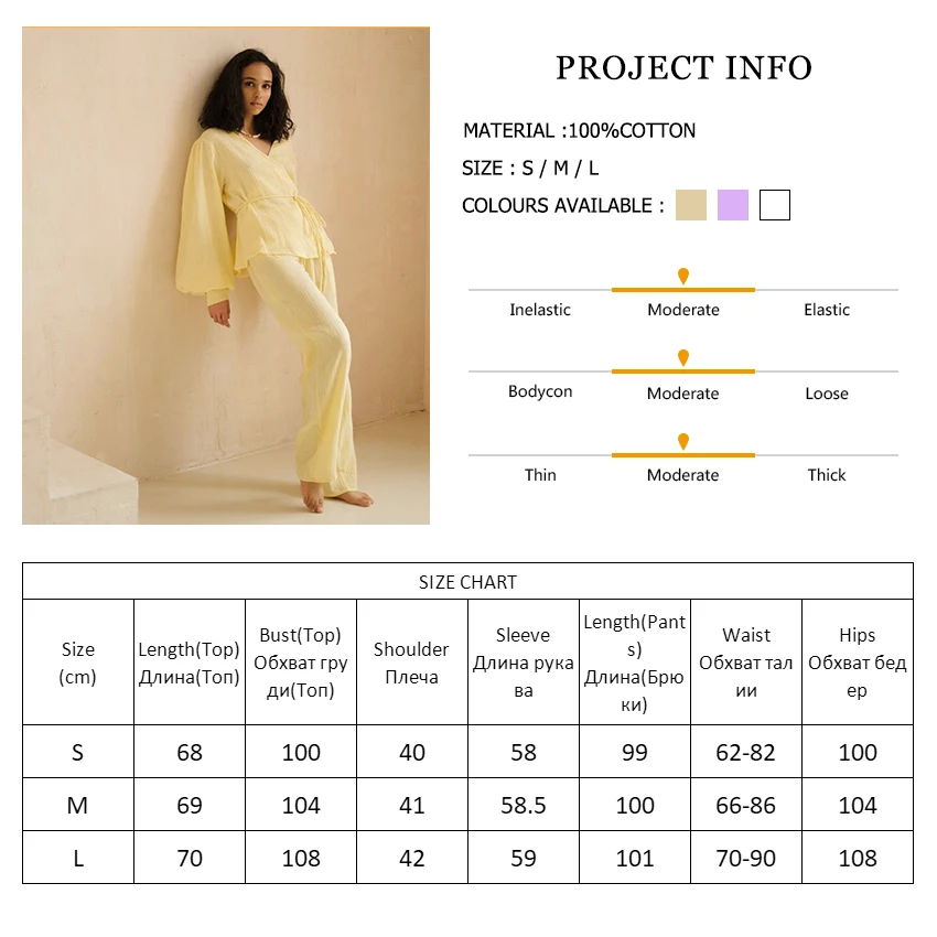 

Hiloc Puff Sleeve Robes Women Pajama Sets Cotton Pajamas With Pants Bathrobe Female V Neck Robe Nightgown Set Woman 2 Pieces