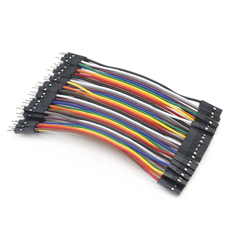 40pcs 10cm 2.54mm 1pin 1p-1p male to female jumper wire Dupont cable for arduino | Электроника