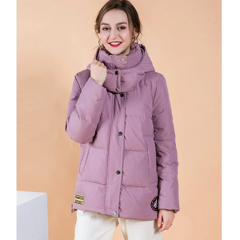 Pink Модная женская зимняя куртка на утином пуху, длинное плотное двухстороннее однотонное пальто для женщин размера плюс, облегающее - Цвет: Pink