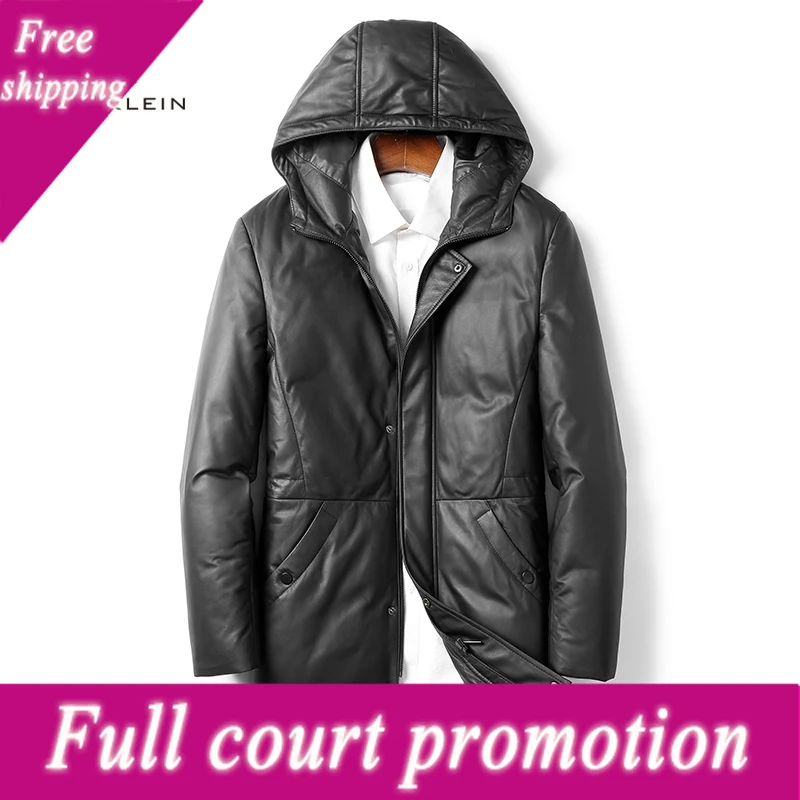 

Мужской пуховик из натуральной кожи, размеры 5XL, 525