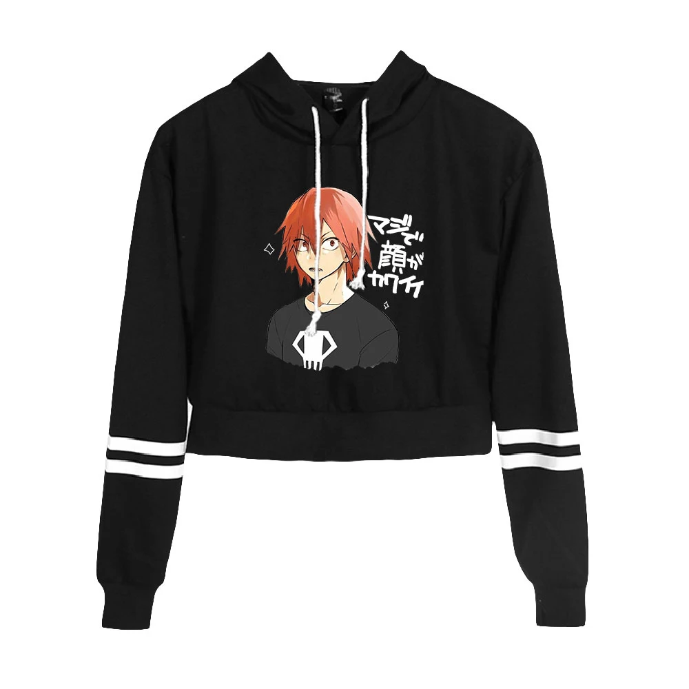 

Женский укороченный пуловер с капюшоном, Повседневная Уличная одежда в стиле Харадзюку