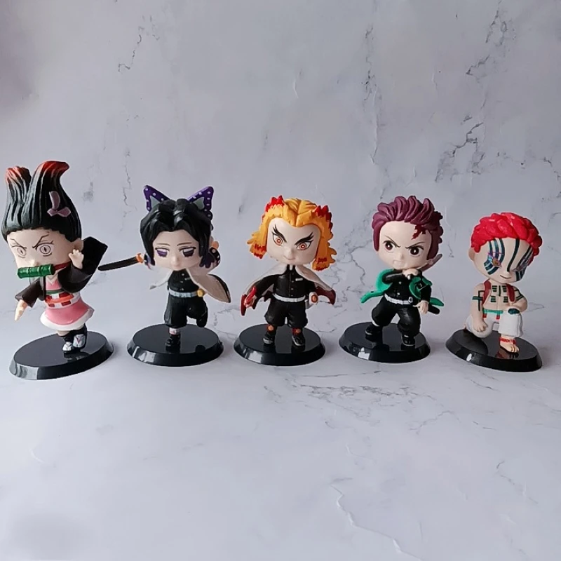

5 шт., 8 см, аниме фигурка рассекающего демонов, кавайная фигурка, маленькая кукла, коллекционная игрушка, подарок, искусственные украшения