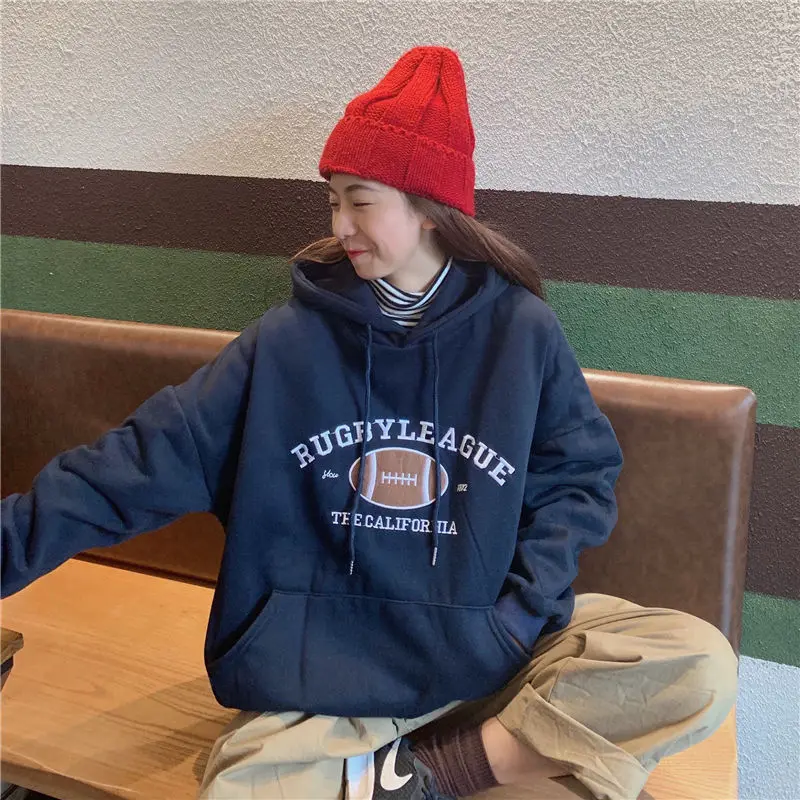 

Autumn 2021 Women's Hooded Sweatshirt Korean Fashion Pullover Casual Hooded Long Sleeve Street Style Loose Large hoodie