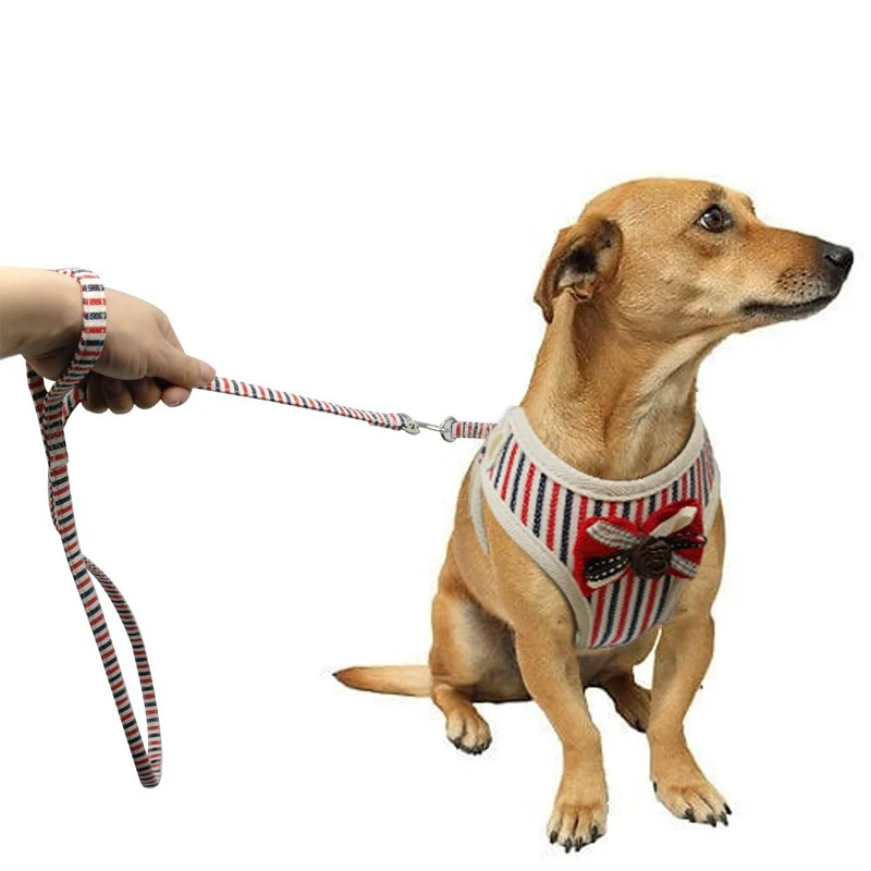 

Adjustable Nylon Strip Bow Vest Breathable Style For Small Medium Dog Puppy Collar Cat Pet Dog Chest Strap Leash Dog Accessories
