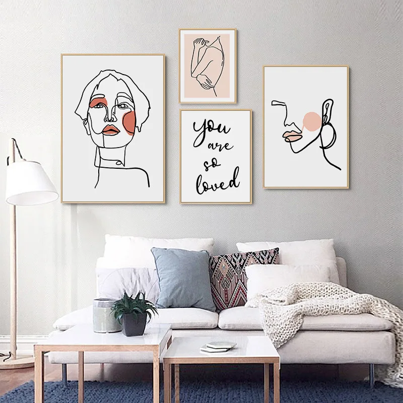 

Nordic Minimalist Figures Line Art Woman Body Wall Canvas Paintings One Piece Poster Prints Painting for Living Room Decoration