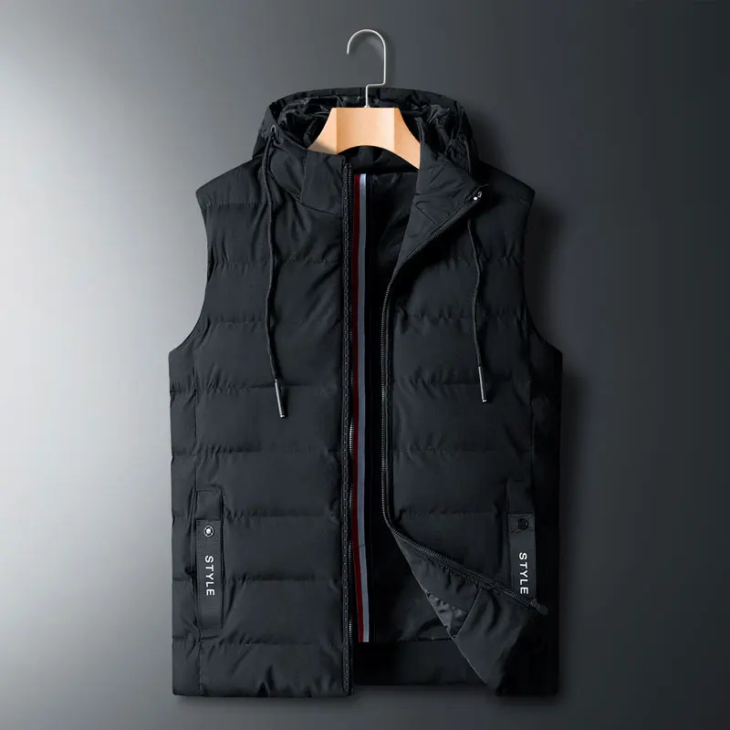 Жилет XL-8XL, максимальная грудь 148 см, теплый, осень, зима, новинка,, повседневный мужской жилет, Свободный жилет с капюшоном - Цвет: MJ818 ASIAN SIZE B