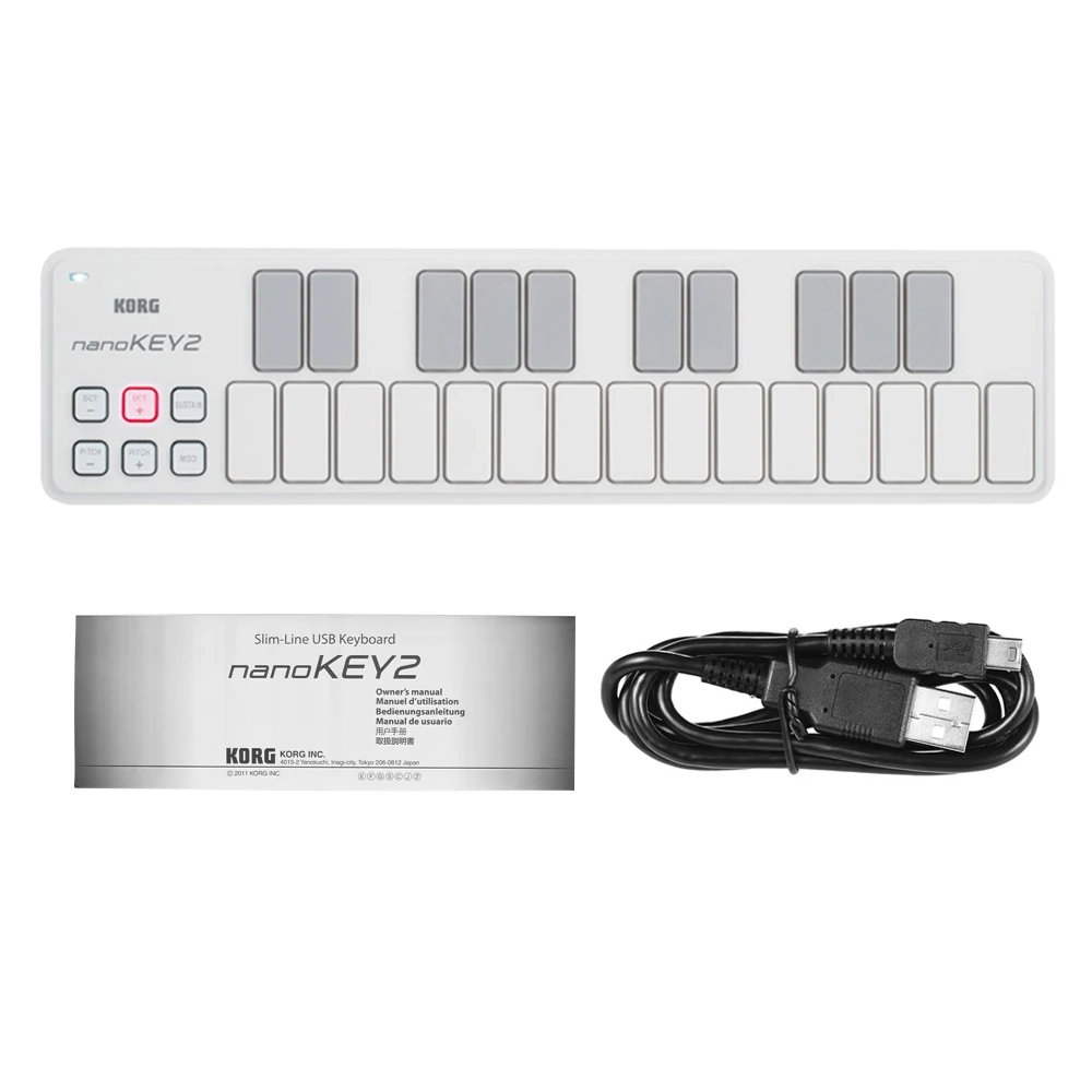 Портативная тонкая USB-клавиатура KORG nanoKEY2 25 клавиш 2 цвета на выбор | Спорт и