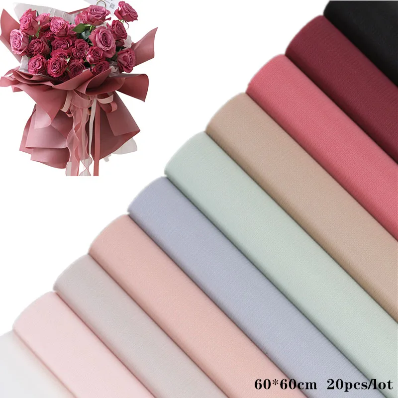 

20PCS Kaffin Paper Embossing Thicken Waterproof Wrapping Paper Russian Round Bouquet Flower Material Papier Scrapbook 60*60cm
