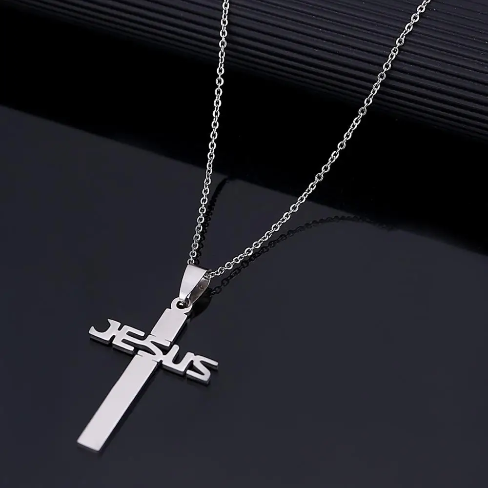 

Stainless Steel Jesus Cross Pendant Necklace For Women Men Jesus Religious Chain Jewelry