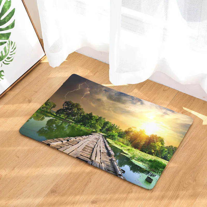 

Modern Simple Front Door Mats Blue Ocean Scenery Printing Kitchen Carpets Doormats Bathroom Bath Mat for Bedroom Outdoor Rugs