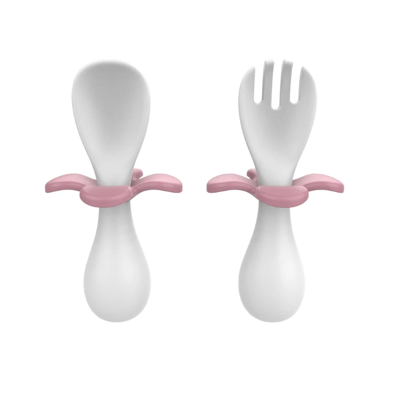 

2Pcs Baby Learn Feeding Spoon Fork Set Solid Color Kids Tableware Portable Toddler Training Cutlery
