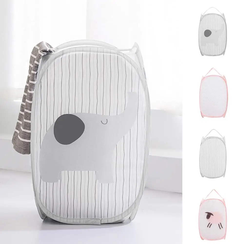 Полосатая большая корзина со слоником грязное складное ведро для хранения