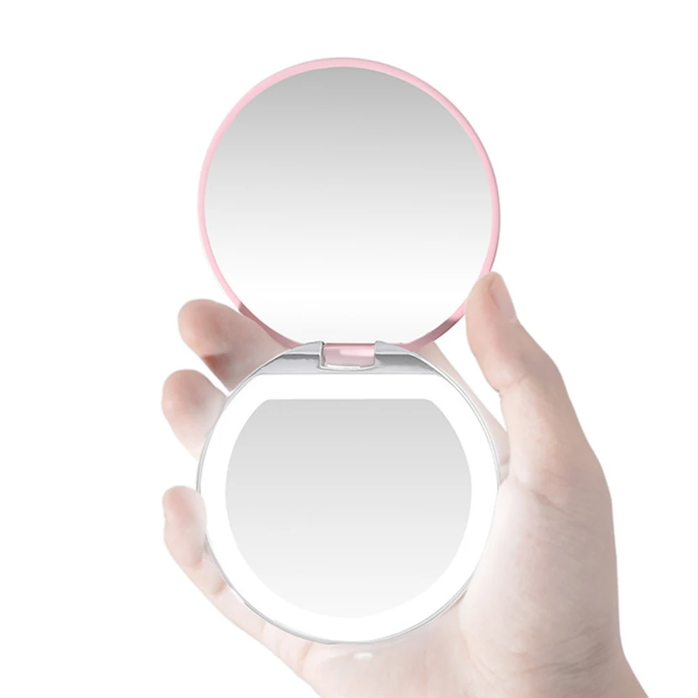 Valentine's Day Lighted Makeup Mirror Light Mini Round Portable Led Make Up Sensing Usb Chargeable | Красота и здоровье