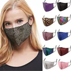 Женская Ювелирная маска для лица, модная блестящая маска с блестками для украшения вечеринки, серебристая, леопардовая, розовая маска для рта для взрослых, маски