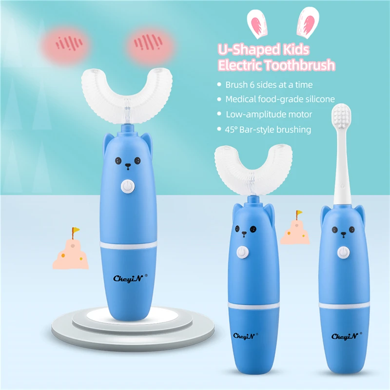 CkeyiN Smart 360 Degrees Electric Toothbrush Kids U Type Silicon Automatic Ultrasonic Teeth Tooth Brush Cartoon Pattern Children | Бытовая