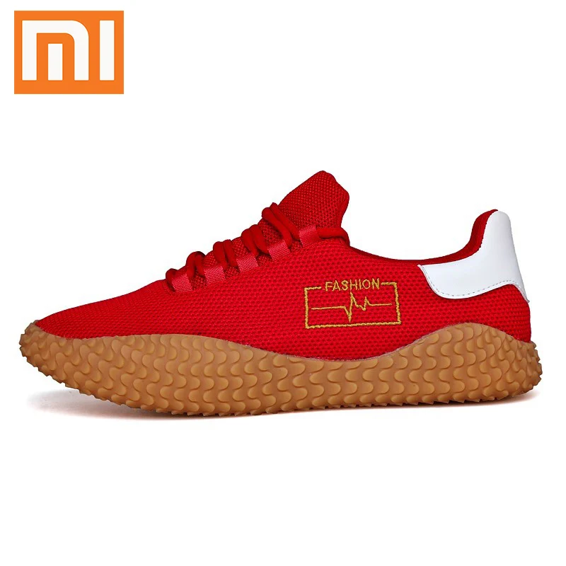 Xiaomi Flyknit/мужская повседневная обувь; Классическая простота; Мужская Спортивная обувь; резиновые кроссовки; Лидер продаж года; дышащие кроссовки для бега; - Цвет: Красный