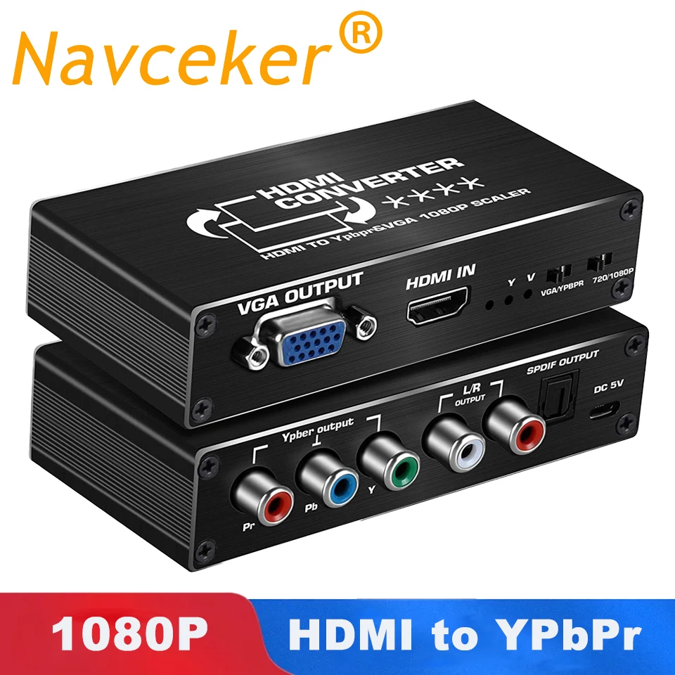 2020 лучший преобразователь компонентов HDMI в 1080P видео VGA или YPbPr 5RCA с оптическим и