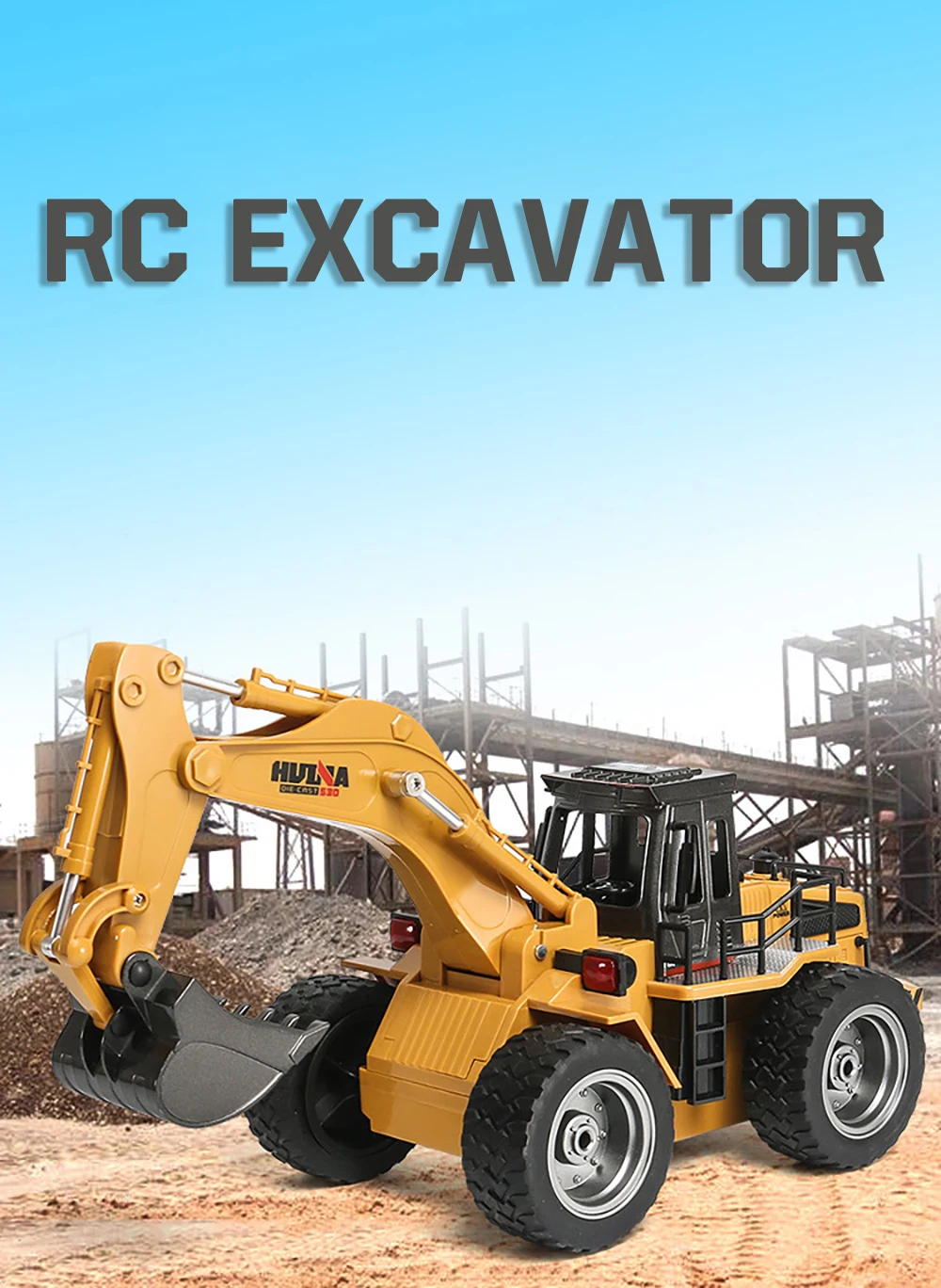 HUINA 6CH RC Truck Tractor Caterpillar Excavator Alloy Bucket Engineering Car 2.4G Radio control cars Electric Toys For Boys enlarge