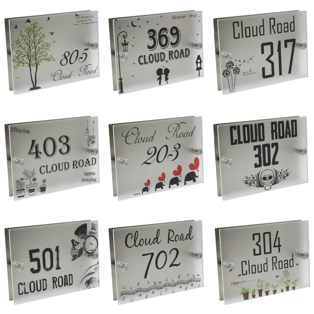

Personalized Modern House Number Door Sign Plaque Street Acrylic Matte Glass TOP