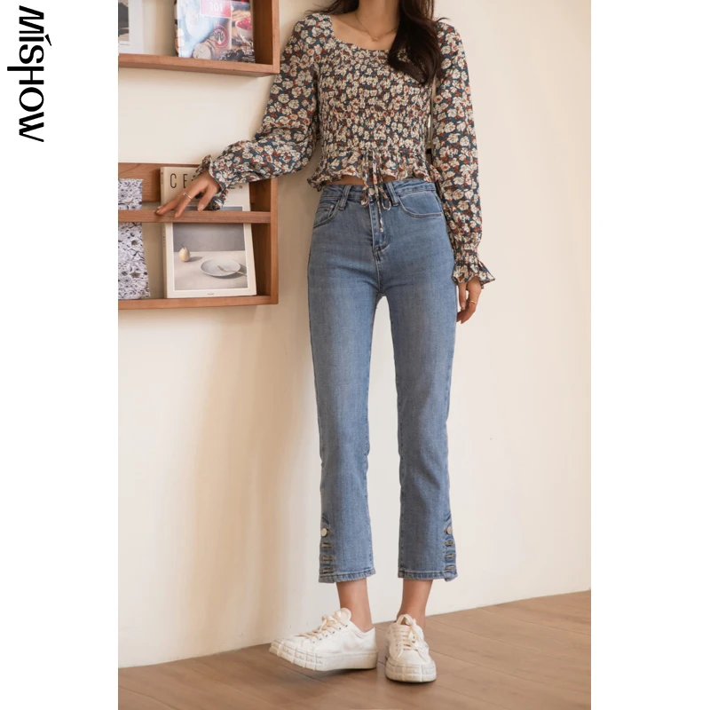 : Для Новые весенние джинсы для женщин уличная светильник Синие джинсовые штаны с