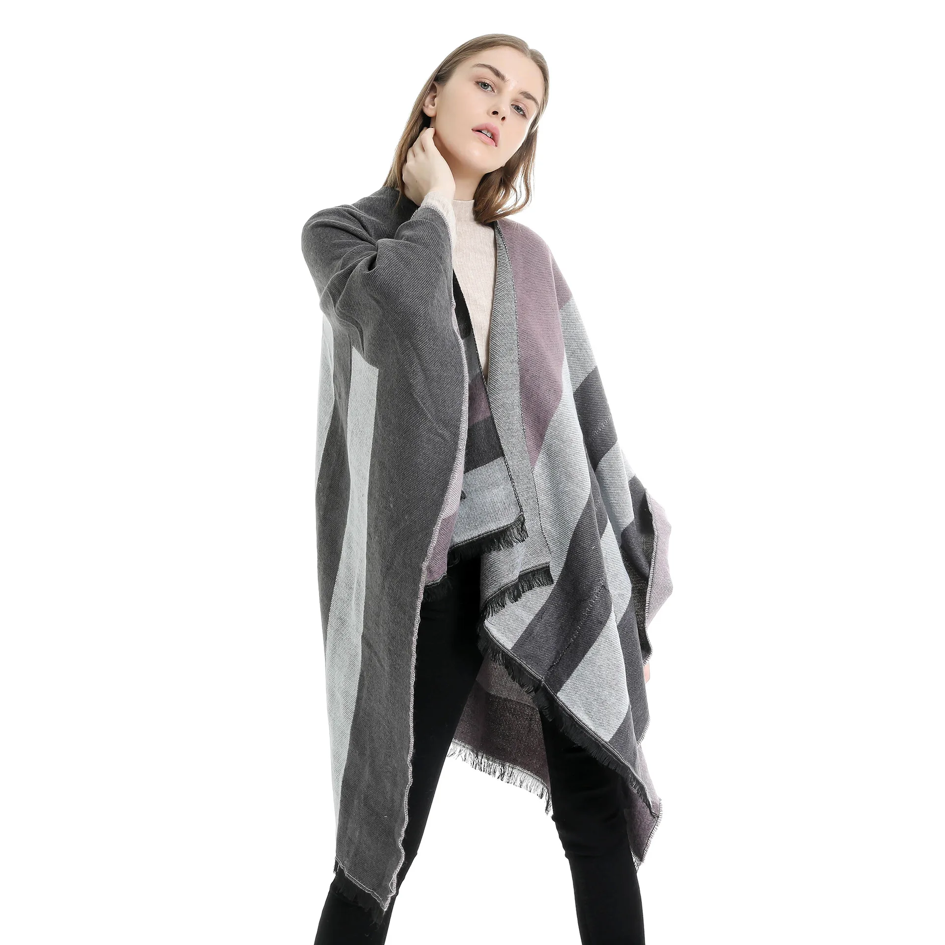 Осень зима пашмины Для женщин более Размеры в стиле пэчворк с длинными Большие