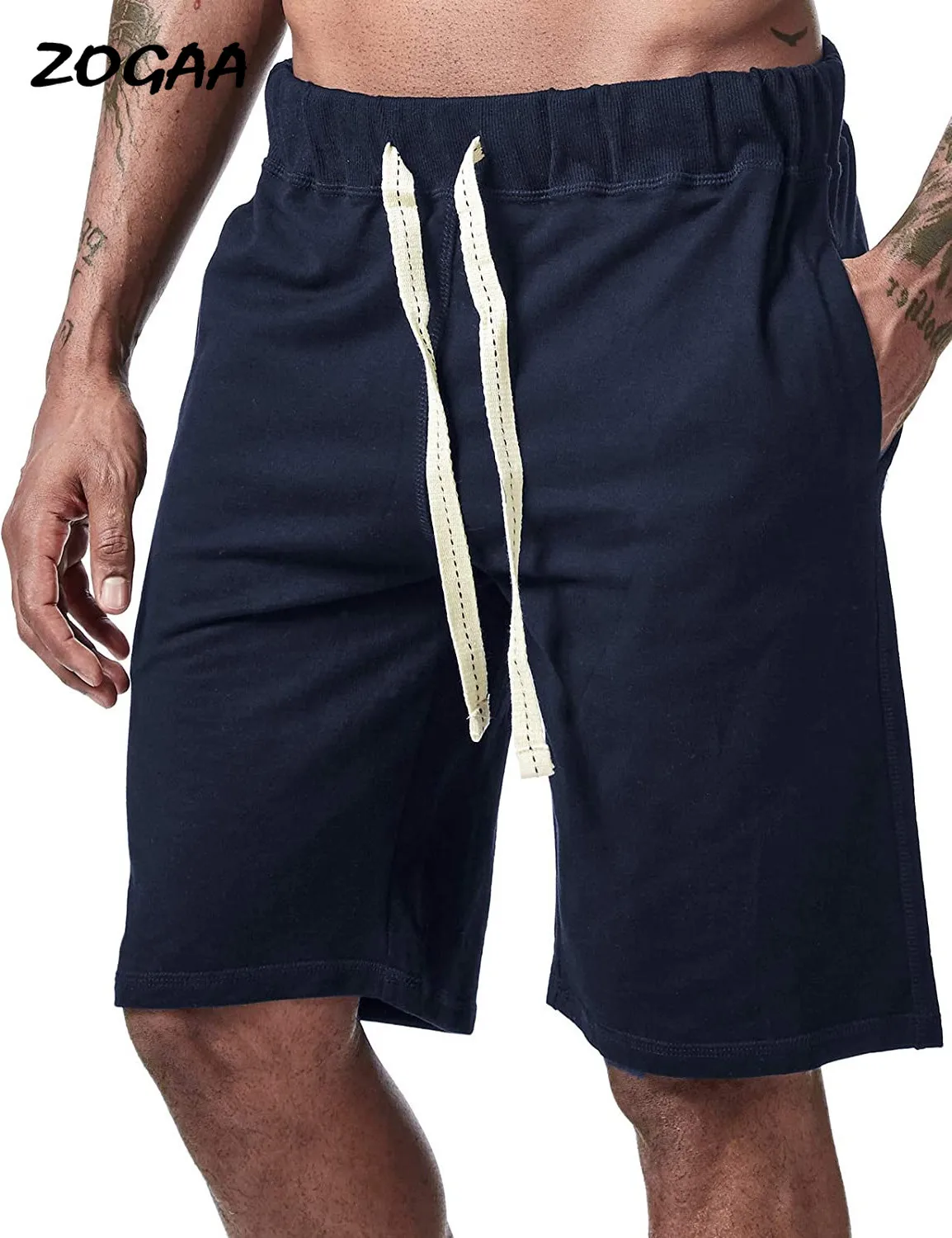 

ZOGAA Shorts Men Men's Loose Summer Casual Five-point Pants Beach Style Large Size Drawstring Fitness Casual All-match Male Hot