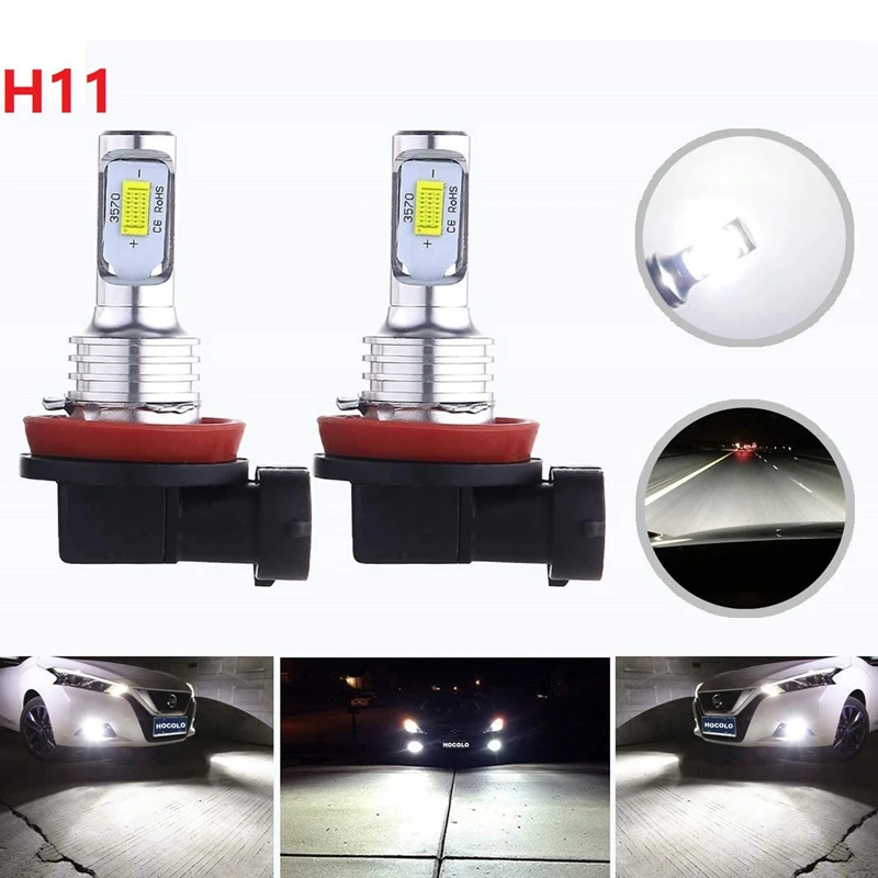 

H11 LED Fog Light Bulb Newest Version 3570 CSP-Chips H8 H9 LED Fog Lamp Bulbs White 6000K Use for Fog Lights