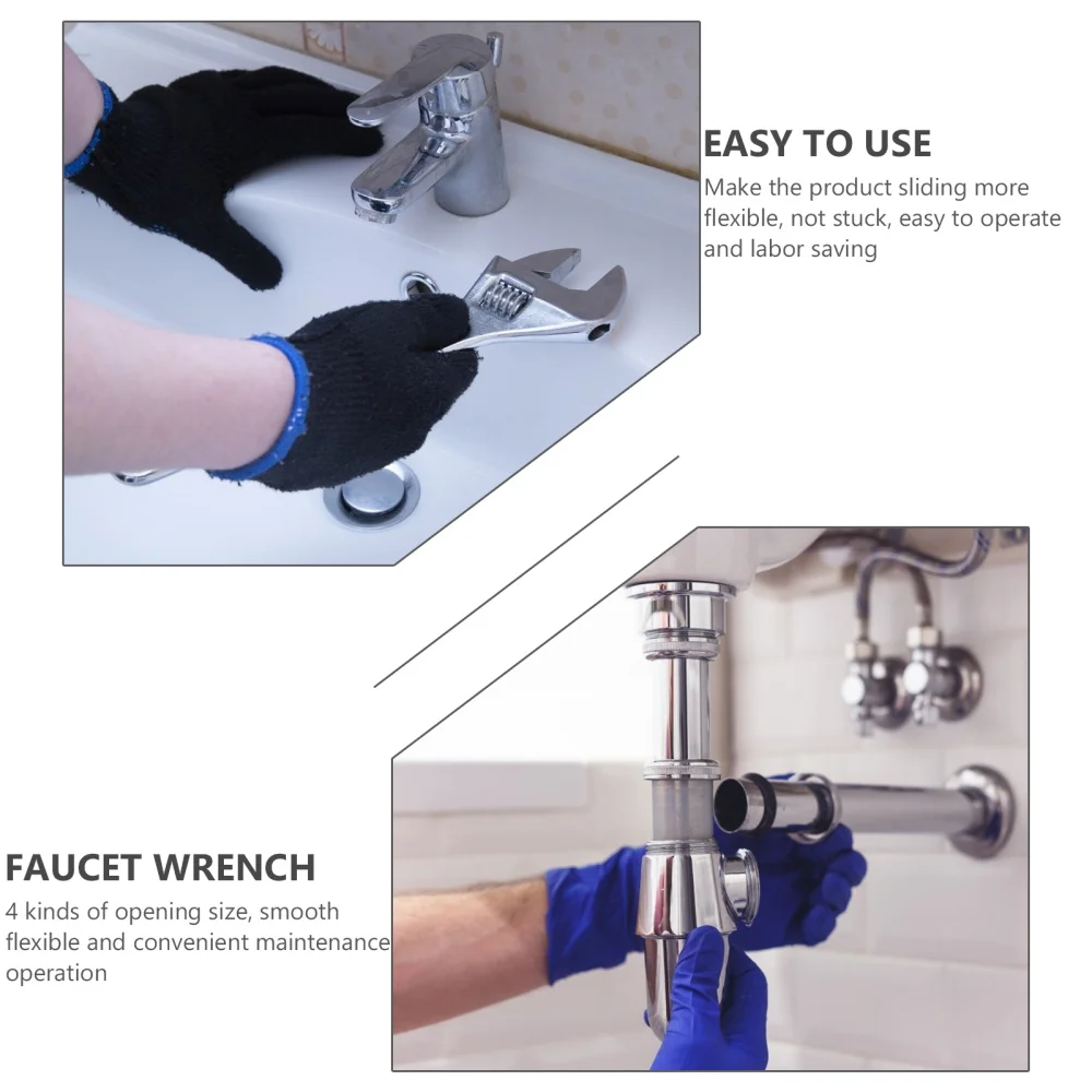 

1pc 4 in 1 Wrench Durable Wrench Bathroom Wrench (Silver)